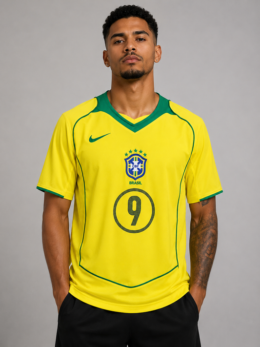 Camisa Brasil Total 90 - Nike - Retrô 2004/2005 (RONALDO + 9)