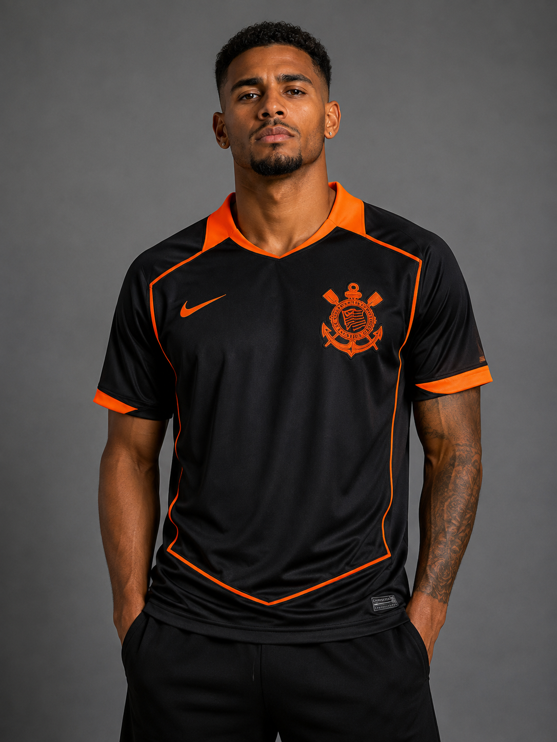 Camisa Corinthians III 25/26 preta e laranja - foto principal