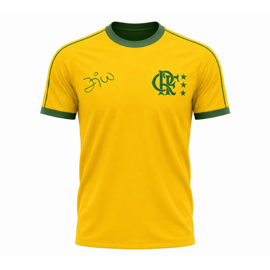 Camisa Retro Flamengo Zico - Masculina - Amarela